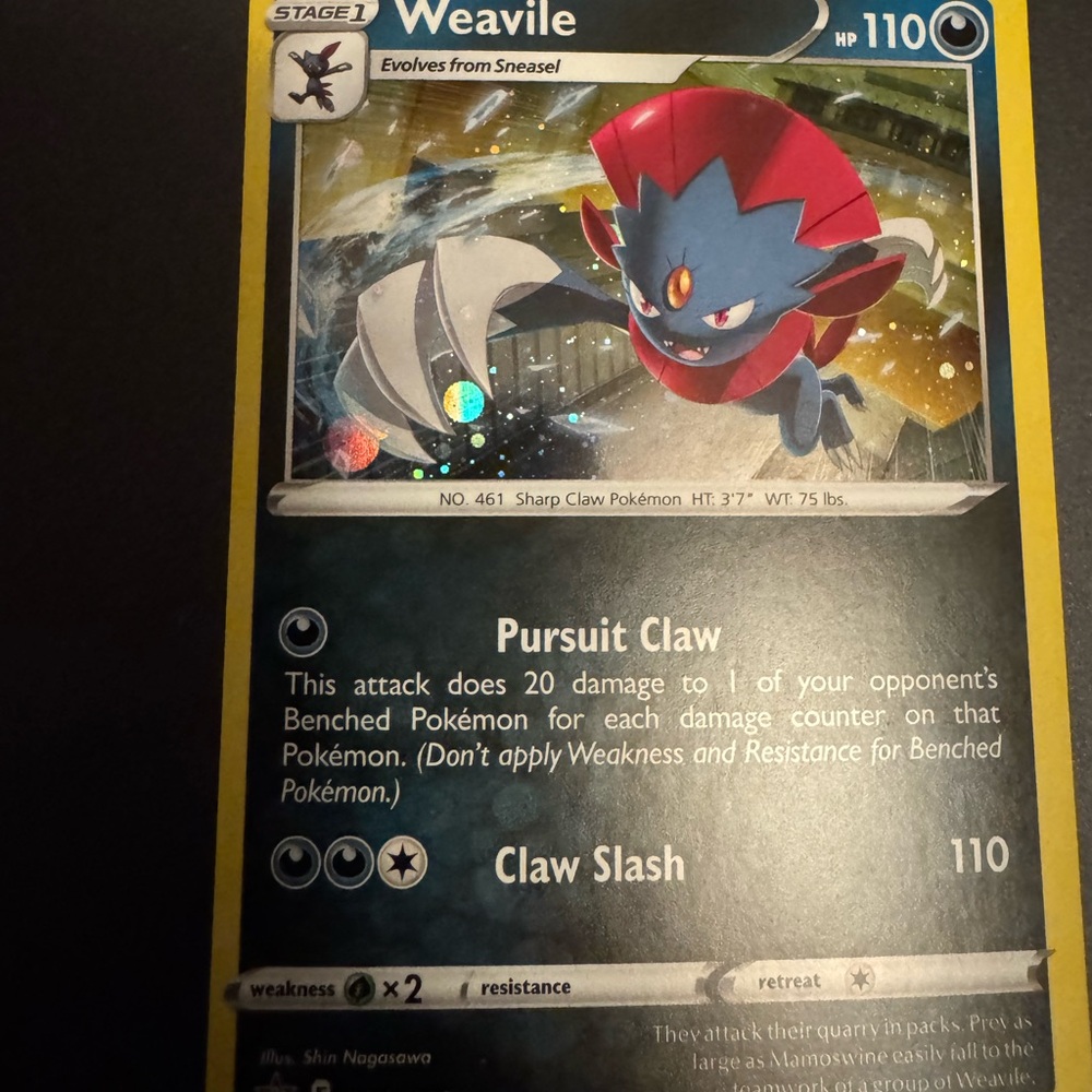 Pokemon Weavile Holo Foil Card Blue Red Yellow